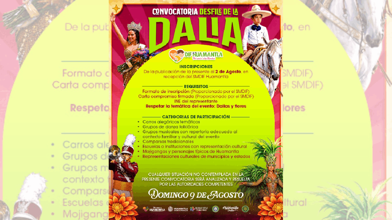 Huamantla convoca a participar en el Gran Desfile de la Dalia 2026
