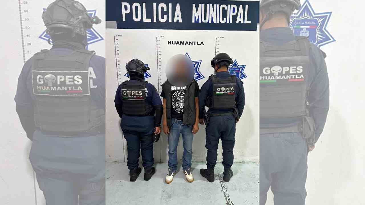Policía Municipal de Huamantla asegura arma de fuego y pone a disposición a un masculino ante la FGR