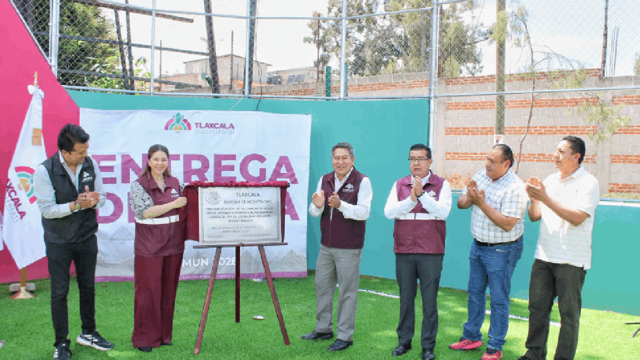 Inaugura alcalde de Tlaxcala rehabilitación de la cancha Blas "Charro" Carvajal, obra impulsada por Alfonso Sánchez García