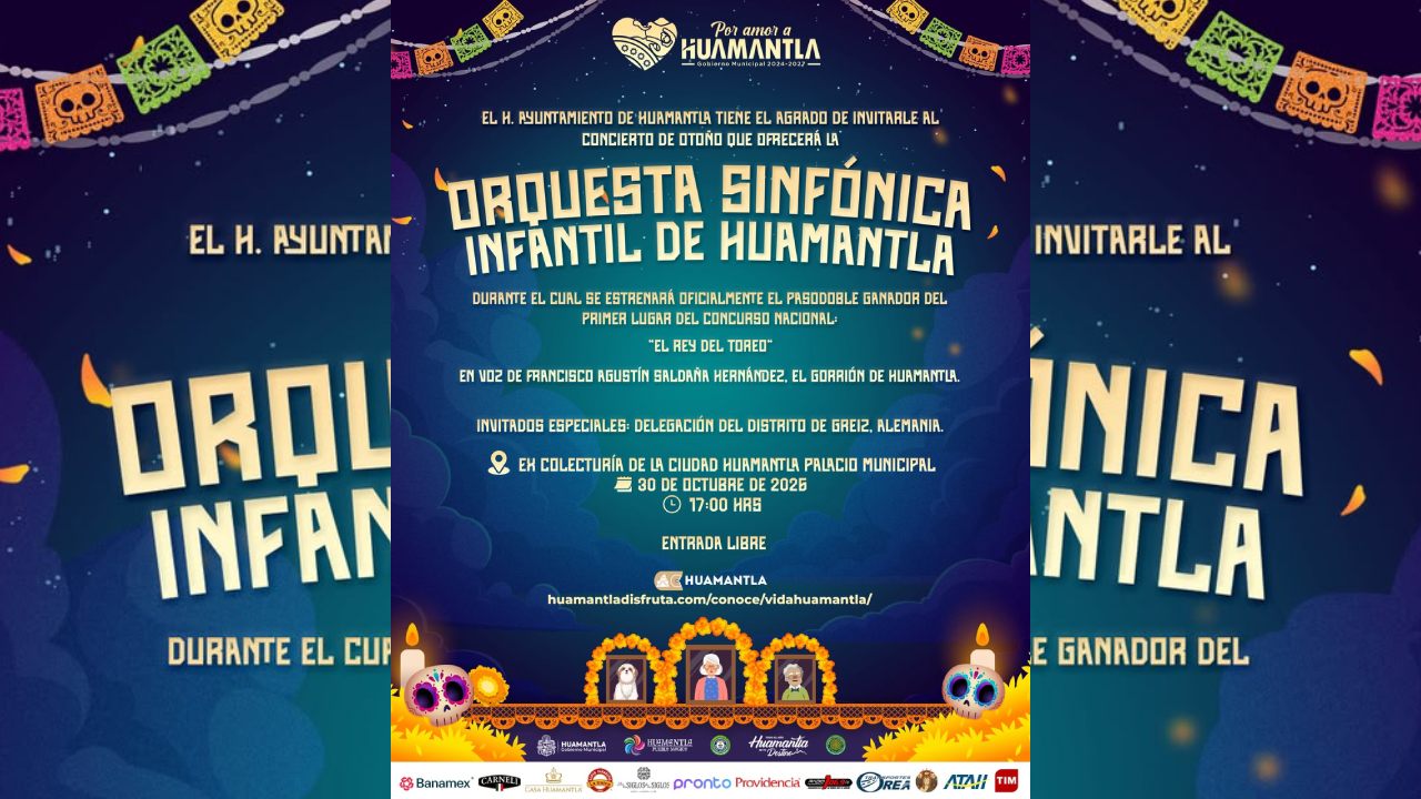 Invita Gobierno de Huamantla al Concierto de Otoño de la Orquesta Sinfónica Infantil