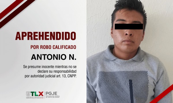 Aprehende PGJE a imputado por robo calificado