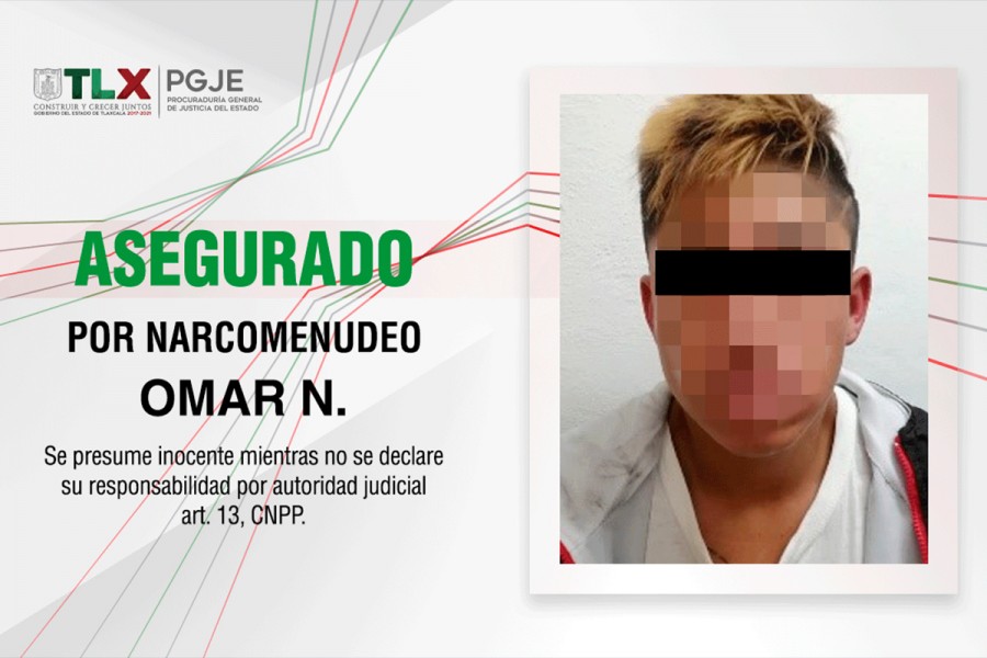 Asegura PGJE a persona por delitos contra la salud