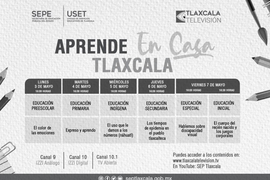 SEPE presenta barra temática de “Aprende en casa Tlaxcala” del 3 al 7 de abril