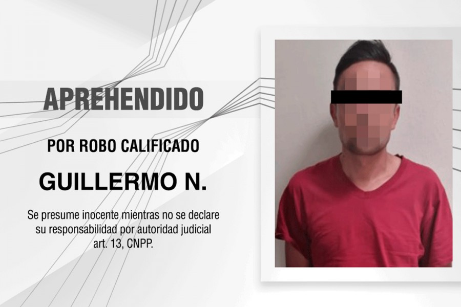 Detiene PGJE a culpable por robo calificado