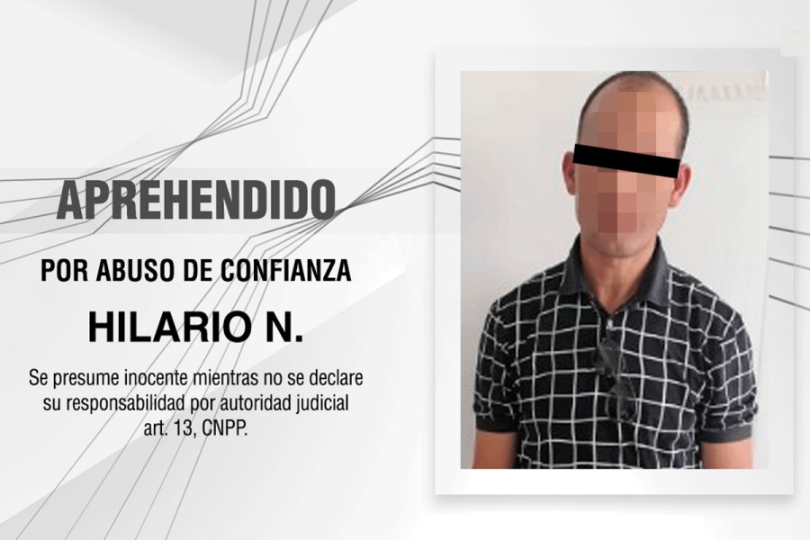 Aprehende PGJE a imputado por abuso de confianza