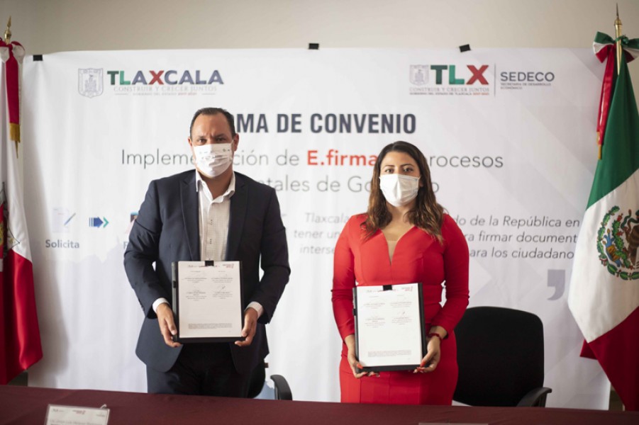Signan SEDECO e ITJ convenio para uso de la firma electrónica @GobTlaxcala
