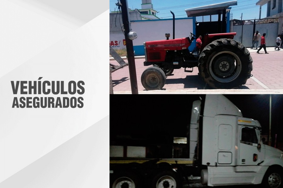 Recupera PGJE un tractocamión y un tractor con reporte de robo