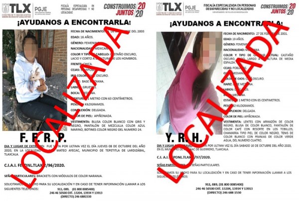 Localiza PGJE a dos personas reportadas como extraviadas