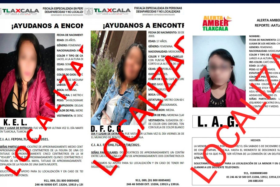 Localiza PGJE a tres mujeres reportadas como extraviadas