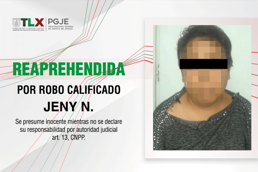 Reaprehenden procuraduría de Tlaxcala y fiscalía de EDOMEX a imputada por robo calificado