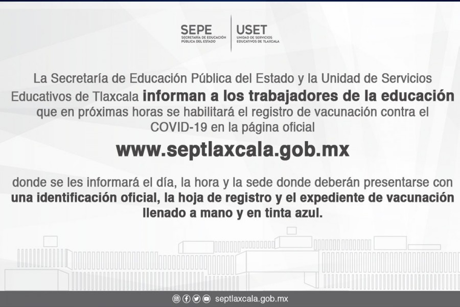 Habilitación del portal de registro  de vacunación contra el COVID-19 para todos los trabajadores de la educación en el estado