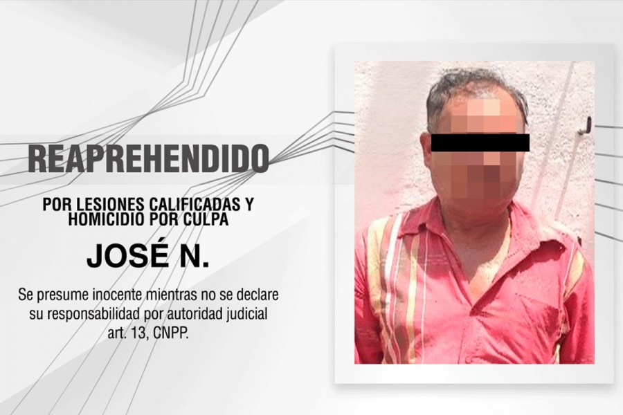 Reaprehende PGJE a imputado por lesiones calificadas y homicidio por culpa