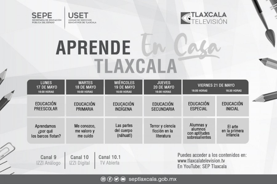 SEPE presenta barra temática de “Aprende en casa Tlaxcala” del 17 al 21 de mayo