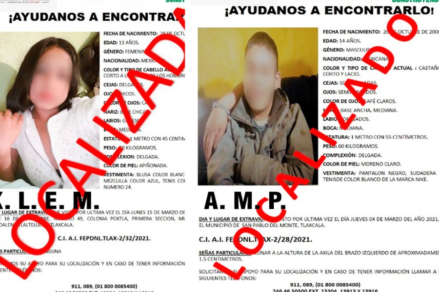 PGJE localiza a dos menores de edad reportados como extraviados