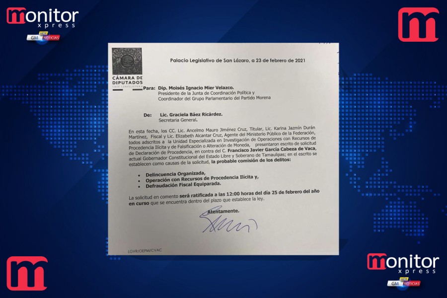 Solicita FGR desafuero de Gobernador de Tamaulipas