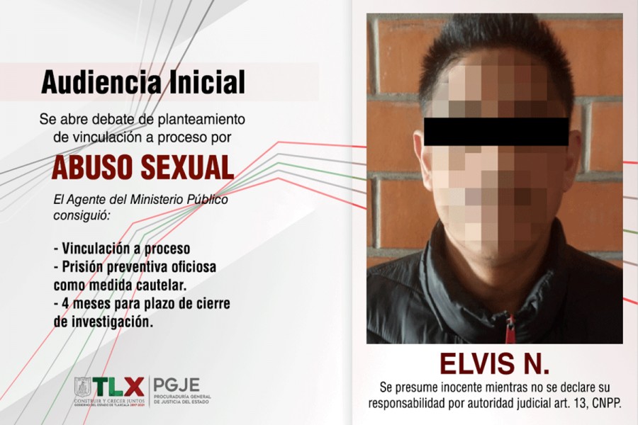 Obtiene PGJE vinculación a proceso contra imputado por abuso sexual