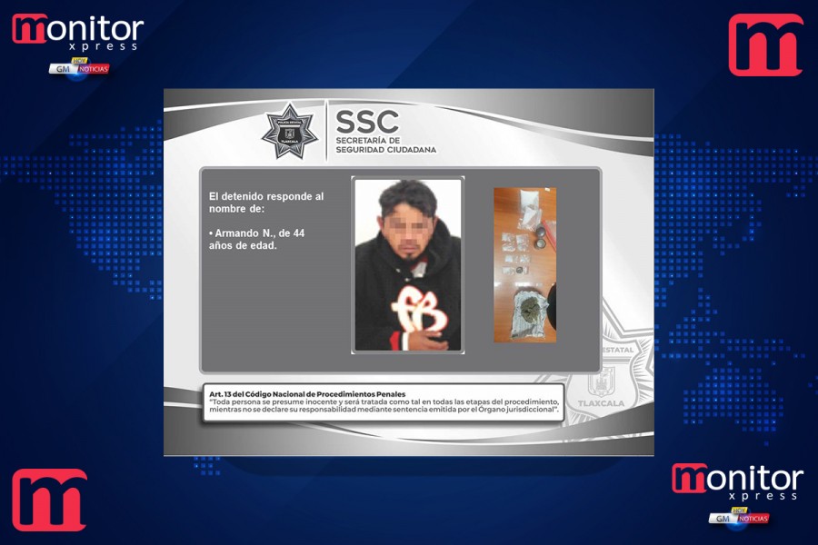 La SSC detiene en el municipio de Tlaxcala a una persona con sustancias ilegales